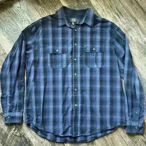Joseph Abboud Blue and Black Plaid Long-Sleeve Shirt